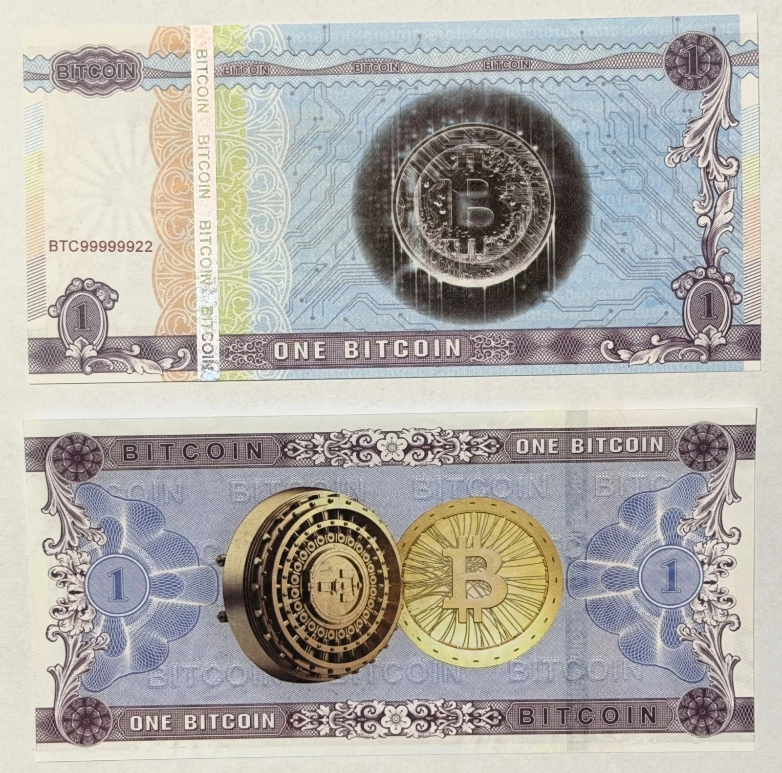 Bitcoin 1 BTC Paper Banknote - Collectable Commemorative Fantasy ...