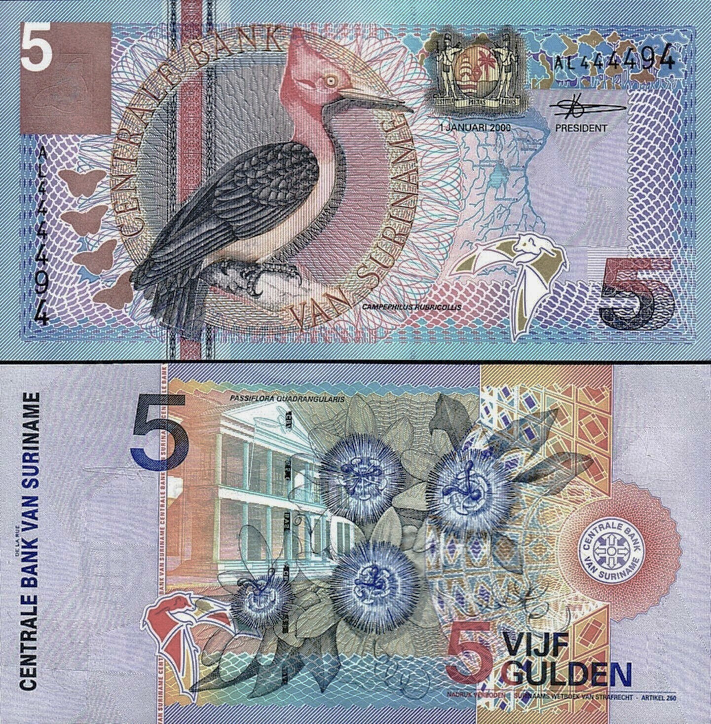 Suriname, 5 Gulden, 2000, P-146, UNC